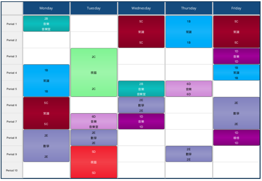 Timetable by Teacher